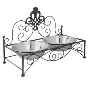 Design à la mode support en fer bol de nourriture pour chien Vintage haut fait à la main personnalisé Design en métal bol de stockage des aliments - Product Image 6