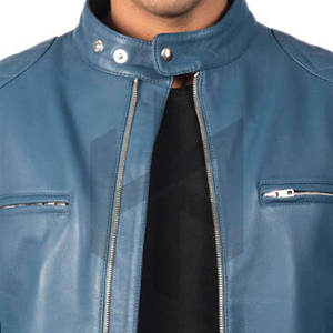 Veste en cuir pour homme automne-hiver, col montant, cuir de vache respirant, cuir véritable, logo frontal, haute qualité - Product Image 6