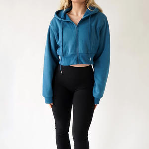 Sudadera moderna recortada para mujer con logotipo personalizado bordado ropa informal personalizada OEM suministro directo de fábrica del fabricante - Product Image 4