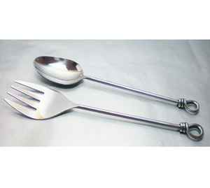 Couverts de service en acier inoxydable ensemble d'argenterie avec couteau fourchette à poisson cuillère cuillère à salade couverts de cuisine - Product Image 3