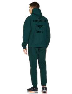 customized logo design OEM <b>embroidery</b> and printed heat transfer printing zipper hooded hood and trousers two piece <b>sets</b> for men - Product Image 5