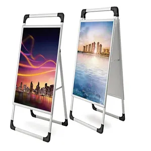 Publicidade placa vento exterior resistente calçada pavimento sinal Poster Stand Display Swing alumínio metal Frame