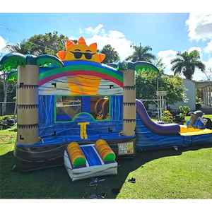 Castillo Inflable Comercial con Tobogán de Agua de PVC, Diseño de Palmera, Temática Tropical, Brincolín para Fiestas - Product Image 5