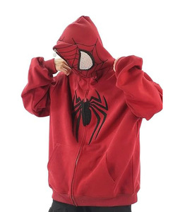 เสื้อสเวตเตอร์มีฮู้ดแบบมีซิปสำหรับผู้ชายและผู้หญิงเสื้อสเวตเตอร์มีฮู้ดแนวสตรีทโอเวอร์ไซส์มีซิปลายกราฟิกแมงมุมสำหรับผู้ชายและผู้หญิง - Product Image 2