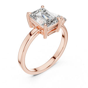 Bague en or blanc 14 carats pour femme avec diamant rond de laboratoire |   Bague de soirée |   Nouveau diamant cultivé - Product Image 5