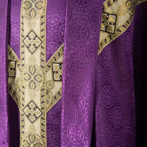 Batas de iglesia con puños decorativos y bordado de cuello Batas de Iglesia elegantes con cinturón de satén y ribete a juego - Product Image 5