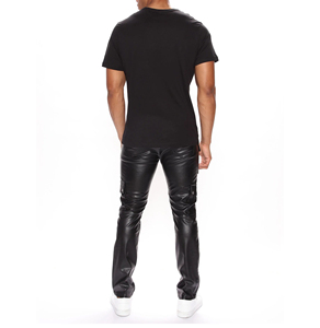 Faux leather <b>trousers</b> for men designed with a skinny fit and cool modern aesthetic for all seasons breathable - Product Image 4