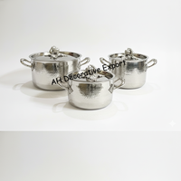 Ensemble de casseroles de cuisson en acier inoxydable martelé, écologique et luxueux, avec poignées et couvercle décoratifs en forme de citrouille