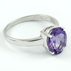 Rhodium Plated 925 Solid Silver Vintage Handmade Amethyst Gemstone <b>Ring</b> High Quality Oval Shaped Pronk Setting Gift <b>for</b> Woman - Product Image 4