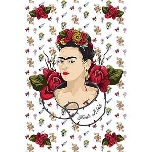 Red and White Frida Kahlo <b>Poster</b> Premium Paper Wall Art - Product Image 1