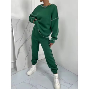 Ensemble survêtement personnalisé en deux pièces avec sweat-shirt à capuche brodé et déchiré pour femmes, unisexe, OEM, avec impression sérigraphique - Product Image 3