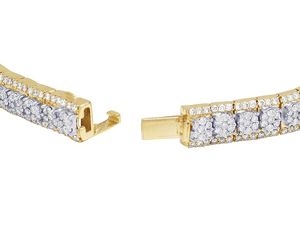 Bracelet de tennis élégant et mince or rose 10 carats coupe ronde fleur Design diamant femmes classique bijoux cadeau Collection - Product Image 5