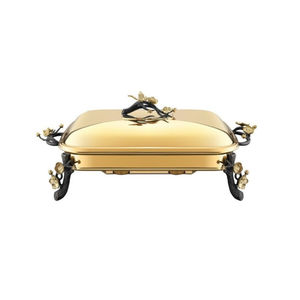 Plat de service rectangulaire en acier inoxydable doré de luxe, chauffe-plats de qualité supérieure pour hôtels, restaurants et mariages, en vente - Product Image 3