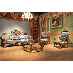 Juego de sofás clásicos Sarayli de madera maciza de teca de alta calidad con tapicería para muebles de sala de estar - Product Image 5