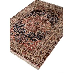Tapis en soie bleue noués à la main Gulmarg Pae-6210, rectangulaires, en viscose, à motifs médaillon et patchwork abstrait, techniques artisanales pour la maison et la voiture - Product Image 2