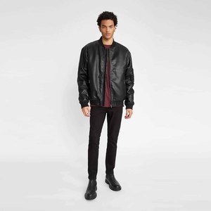 2023แจ็คเก็ตหนังแกะคุณภาพสูงของผู้ชายบอมเบอร์หนาทรงหลวมโอเวอร์ไซส์สไตล์ผ้าแคนวาสสำหรับฤดูหนาว - Product Image 4