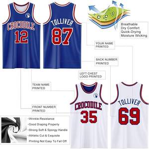 Maillots de basket-ball réversibles personnalisés avec nom et numéro imprimés, débardeurs pour hommes et jeunes, uniforme d'équipe d'entraînement vierge - Product Image 3