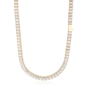 VVS Moissanite diamante tenis joyería de moda IcedOut cuadrado llamativo Bling 925 collar de cadena de tenis de plata esterlina para mujeres - Product Image 2