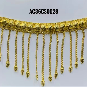 Classic Style Gold-Plated Arabic Jewellery Set with Earrings Link <b>Chain</b> Design Made of Brass - Product Image 1