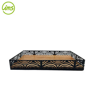 Plateau à Fruits en bois d'acacia Rectangle de 13.7 pouces revêtement métallique - Product Image 2