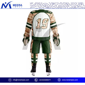 Ensemble d'uniformes de hockey sur glace durables pour hommes avec logo personnalisé Kit complet pour les sports d'équipe Maillot et pantalon en tissu à séchage rapide Fabricant OEM - Product Image 4