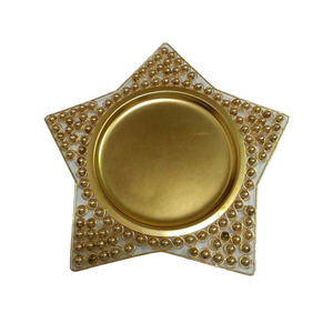 จานรองอาหารทรงกลมผิวมันเงาแบบตอกลาย สำหรับโรงแรม ครัว งานจัดเลี้ยง จานรองอาหารทองเหลือง - Product Image 5