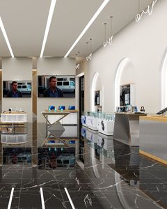 Azulejos de Piso de Cerámica de Lujo con Aspecto de Mármol Erica, Negro Volcán, Porcelana de Alto Brillo, 600x600 mm, para Proyectos Comerciales y Residenciales - Product Image 5