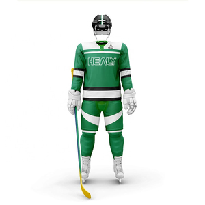 Conjunto de Jersey de Hockey sobre Hielo Healy Verde y Blanco Sublimado, Absorbente de Humedad, Manga Larga, Ropa de Invierno para Hombre - Product Image 4