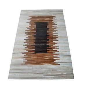 Elegante Alfombra de Cuero Vacuno 100% Genuino, Alfombra Bordada con Pelo Cosido, Piel Natural de Lujo Moderna para Interiores del Hogar, Oración - Product Image 1