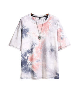 เสื้อยืดออกกำลังกายผ้าฝ้ายพิมพ์ลายมัดย้อมสำหรับผู้ชายเสื้อยืดแฟชั่นฤดูร้อนออกแบบได้ตามต้องการ - Product Image 4