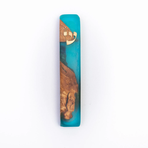 Handmade Mezuzah Case of Wood and Epoxy Resin Jewish Home Decor From Israel Religious Gift for Jewish Home Holiday Wedding - Product Image 4