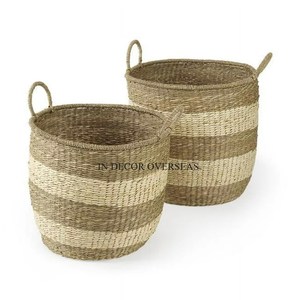 Panier de rangement vintage en rotin de qualité supérieure à 4 compartiments en forme de cube inspiré de l'art rustique avec poignée de l'Inde - Product Image 4