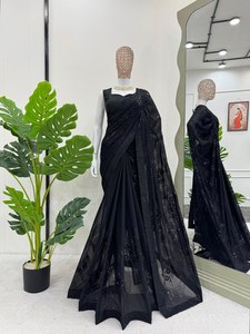 Blusa Moderna de Sari con Lentejuelas de Imitación de Georgette, Prenda Tradicional India para Mujer, Elegante para Fiestas y Bodas, de Secado Rápido - Product Image 2