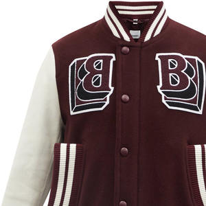 Chaqueta de béisbol personalizada unisex, venta al por mayor, chaquetas universitarias con diseño de logotipo de transferencia de calor, chaquetas informales de algodón liso para hombre, lona Letterman - Product Image 6