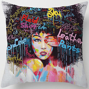 Fodera per cuscino decorativo in poliestere morbido con motivo tribale <span class=keywords><strong>etnico</strong></span> <span class=keywords><strong>africano</strong></span>, donna batterista, per divano - Product Image 1