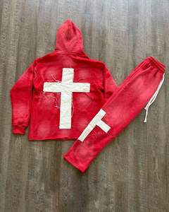 ชุดฮู้ดดี้และกางเกงจ็อกเกอร์สีเขียวสุดเท่ห์ สไตล์ชมรมนักศึกษากรีก  ชุดลำลองแนวสตรีทแวร์ที่สะท้อนความเชื่อ พร้อมดีไซน์ลายกางเขนและข้อความสร้างแรงบันดาลใจ - Product Image 4