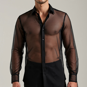 Camiseta de manga corta de malla transparente para hombre, ropa interior de Fitness, ropa de entrenamiento delgada, camisetas transparentes de malla para hombre - Product Image 5