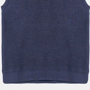 100% haute qualité coton hommes hiver col en v sans manches texturé Vintage avant pull Beige marine respirant Anti-rétrécissement - Product Image 6