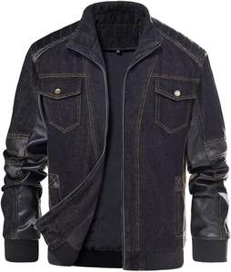 Veste en jean pour homme 100% coton, col montant, style camionneur, motard, multi-poches, séchage rapide, réversible, service OEM - Product Image 2