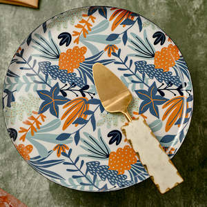 Tout nouveau support à gâteau rond imprimé émaillé pour mariages, événements, fêtes, décoration intérieure, centre de table, outils pour gâteaux - Product Image 1