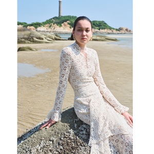 LISTO PARA ENVÍO ODM Blusas de mujer Camisas NARC LACE TOP Ropa de moda de mujer Manga con volantes Cuello alto Camisa de mujer Vietnam - Product Image 1