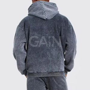 Fashion Trendy Winter Hooded Casual Men Acid Wash Tracksuits Custom Logo Printed Solid Color New Look - Product Image 6