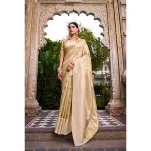 Lancement de nouveaux saris pour femmes, conçus par Zain Exports, pour toutes les saisons, pour les occasions spéciales ou décontractées, en tissu de qualité supérieure, or, tissage zari. - Product Image 1