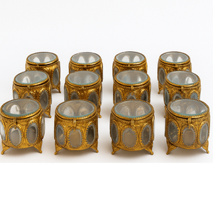 กล่องเครื่องประดับทองเหลืองโบราณดีไซน์อาร์ตเดคโคทนทานถาดเก็บแก้วเป็นมิตรกับสิ่งแวดล้อมกันน้ำคุณสมบัติติดผนังใช้งานกลางแจ้ง - Product Image 1