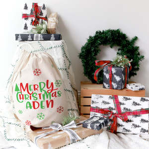 Sacs cadeaux personnalisés élégants pour Noël, sacs de Noël personnalisés modernes - Product Image 3