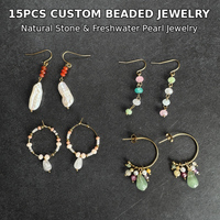 Boucles d'oreilles pendantes personnalisées en perles d'eau douce délicates, style baroque vintage, avec pierres naturelles de tourmaline, plaquées or, pour femmes