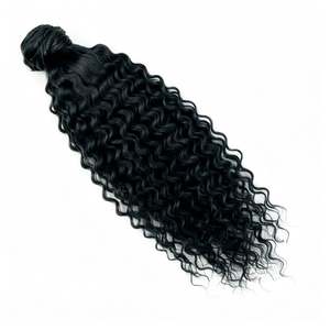 Extensions de cheveux humains queue de cheval à cordon de serrage, bouclées crépues, noir de jais - Product Image 1