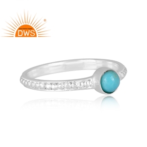 Latest Handcrafted Fine Sterling Silver Natural Arizona <b>Turquoise</b> Gemstone Stackable Ring Custom Jewelry Manufacturer - Product Image 3