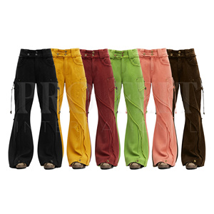 2026 nueva ropa personalizada, venta completa, pantalones de chándal acampanados de gran tamaño de algodón, pantalones de pantalón con costuras deshilachadas Y2K Bootcut French Terry - Product Image 2