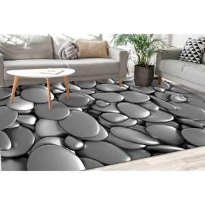 Alfombra Stones: Alfombra Moderna para Decoración del Hogar en Gris Plateado, Alfombra Delgada No Tejida - Product Image 1